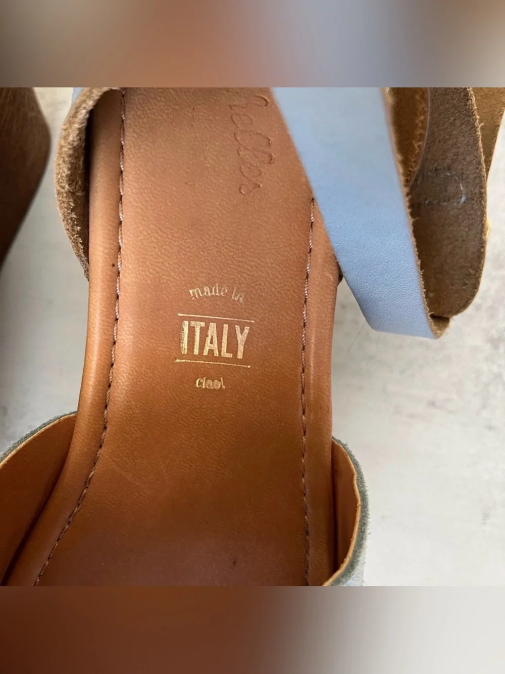Seychelles Forward Seafoam Suede Wood Platform Wedge Sandals Size 6